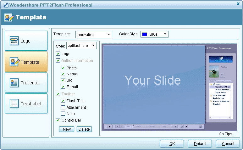 Wondershare PPT2Flash Professional Screenshot